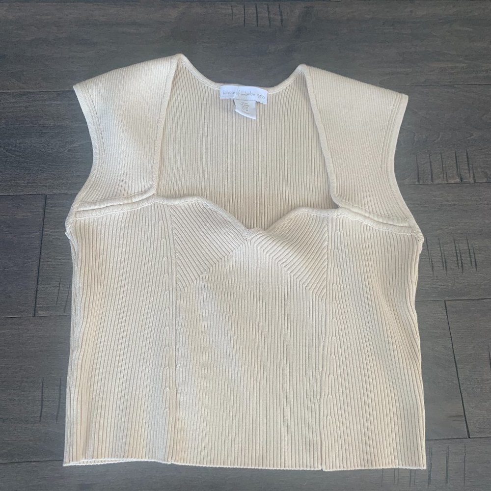 House of Harlow 1960|  cap sleeve ribbed crop top | Color: Cream | Size: M